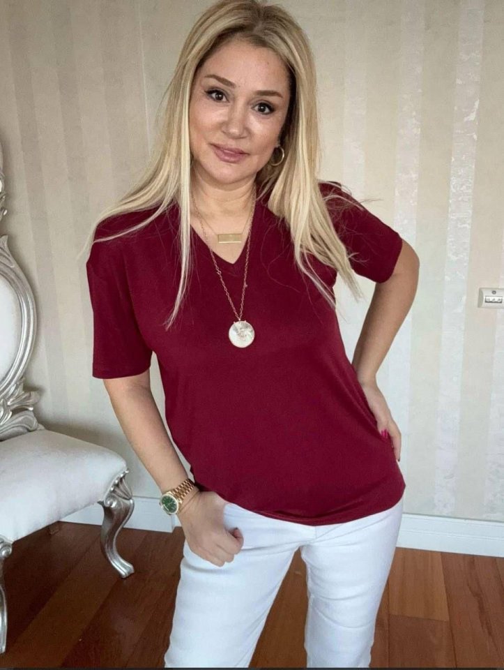 Kadın Kısa Kollu V Yaka Bluz (184450)